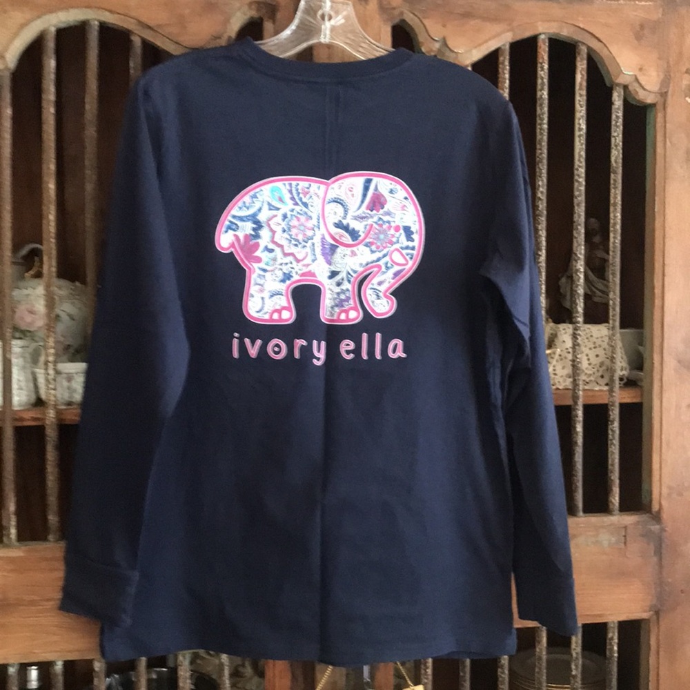 ivory ella Long Sleeve navy T-shirt Size M NWOT - Picture 1 of 5